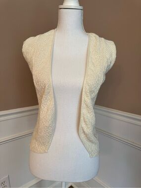 Peruvian Connection Sleeveless Knit Vest | Cream | Size XS | Open Front